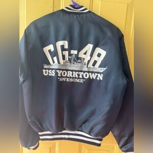 Vintage Navy Blue USS YORKTOWN “Awesome” Bomber Jacket